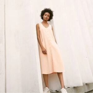 Eve Gravel PIVOINE DRESS Line blend belted sleeveless shirt button down like new